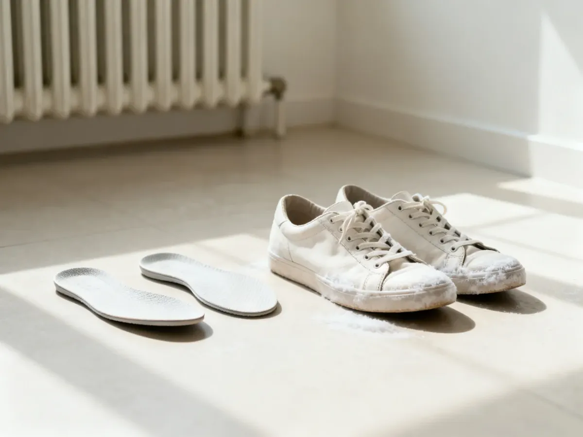 Buty suszące się na powietrzu z wyjętymi wkładkami